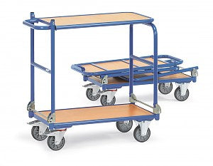 Chariot pliable en acier - 2 plateaux 900x600 mm