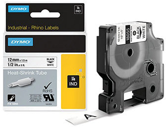 Ruban Dymo pour Rhino 12mm - noir/ blanc -Identification des cables