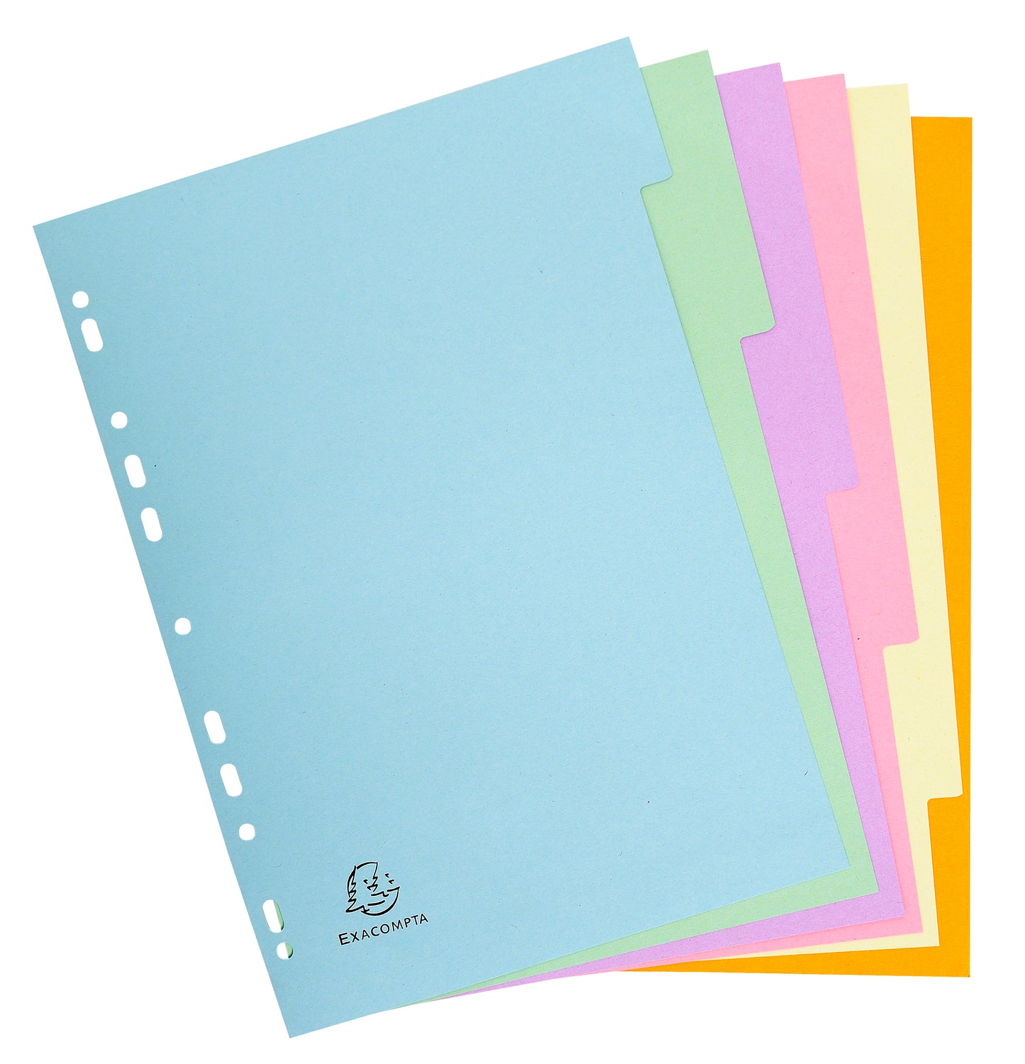 Intercalaires carte A4 6 positions pastel