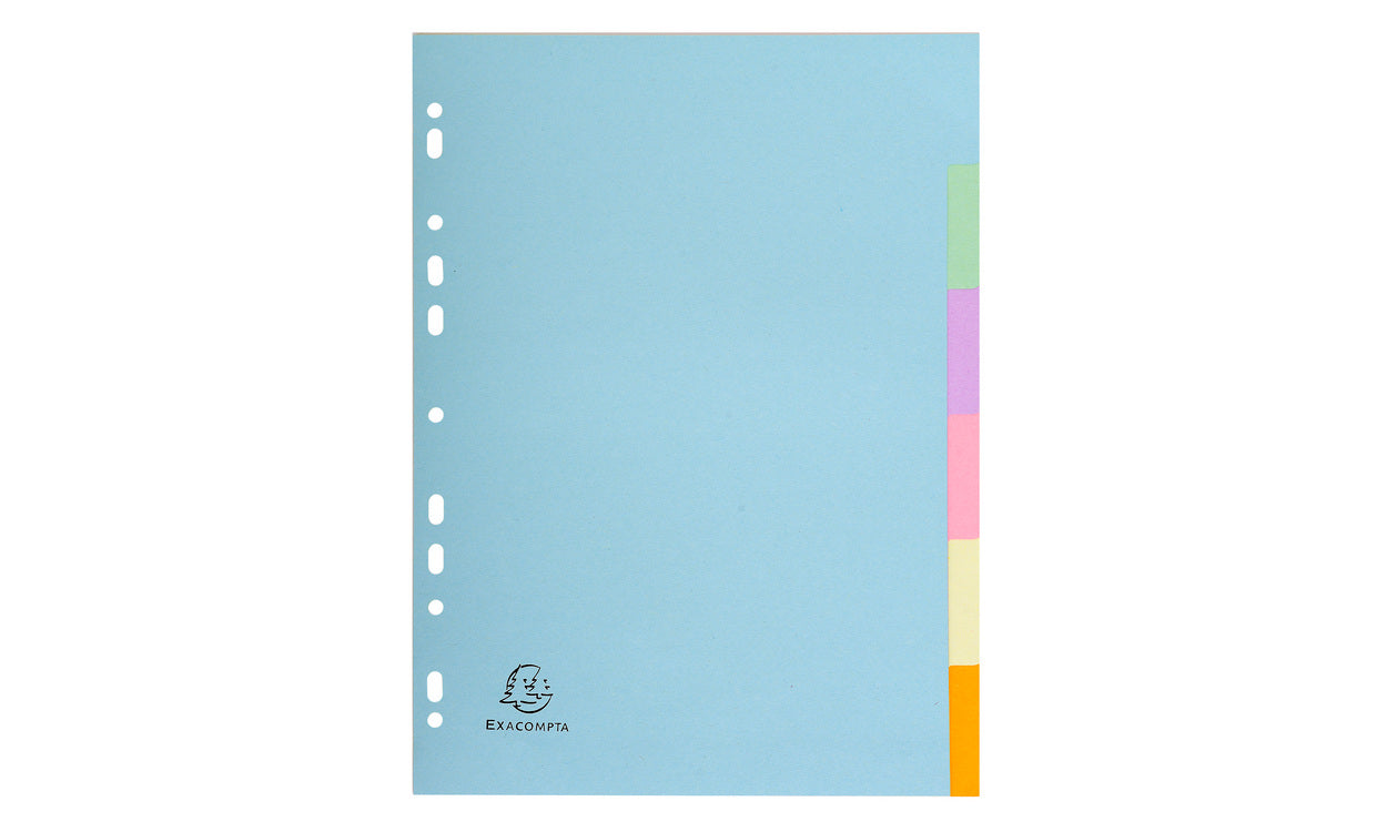 Intercalaires carte A4 6 positions pastel