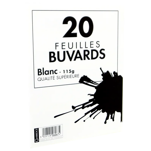 Pochette Buvards écolier 16x21 cm - Absorption Optimale lot de 20 feuilles