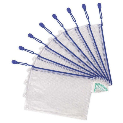 Pochette zip A5 - PVC tissé bleu, 8 documents