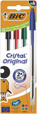 Stylo à bille cristal assorti - Blister de 4