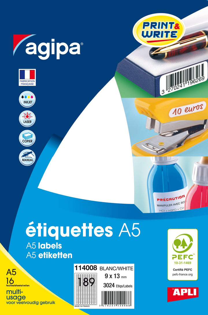 Etiquettes a5 blanches  9x13-114008