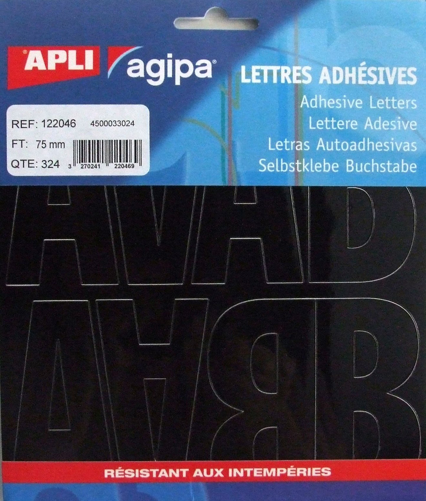 Lettre adhesive 75 mm p/324noire