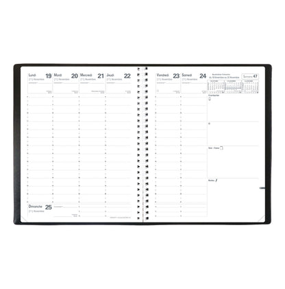 Agenda President Spirale Noir - Semaine sur 2 Pages -septembre /septembre