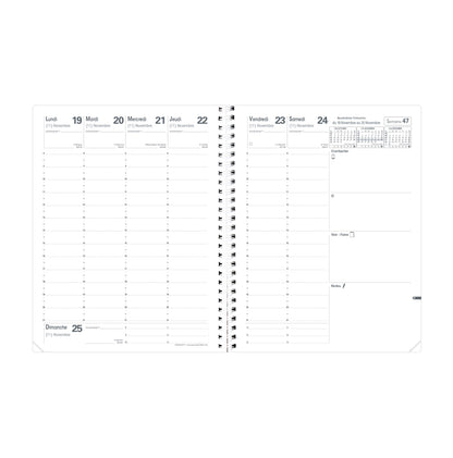 Agenda President Spirale Noir - Semaine sur 2 Pages -septembre /septembre