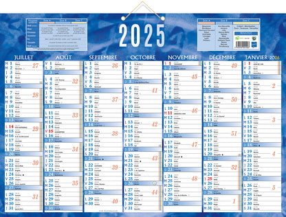 Calendrier 2x7m 38.5x54 bleu