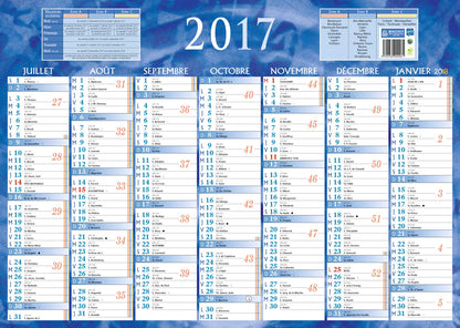 Calendrier 2x7m 38.5x54 bleu