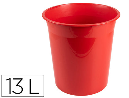 Corbeille papier 13l rouge opa