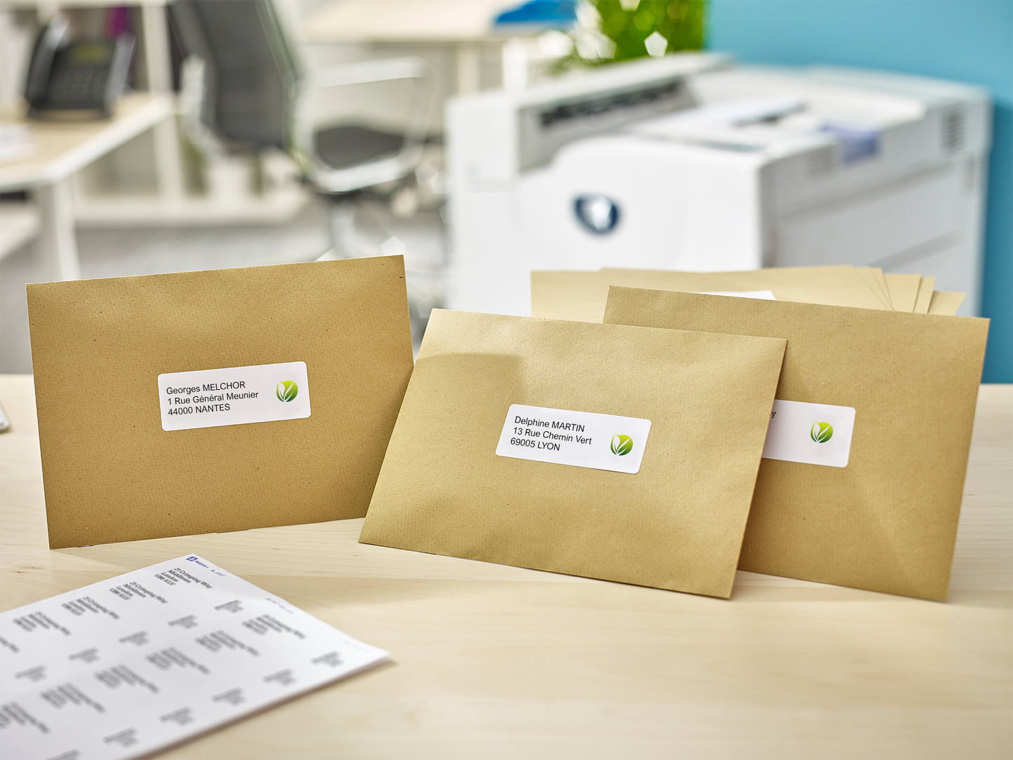 Etiquette recyclé 38.1x21.2 - 15feuilles -975 etiquettes