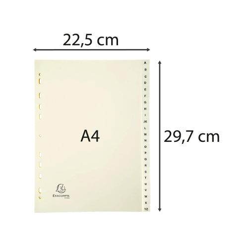 Intercalaires A4 alphabétique carte souple 24 positions ivoire