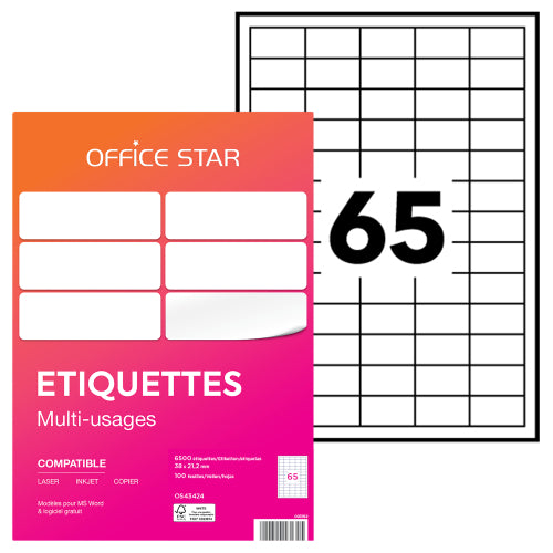 Étiquettes 38x21.2mm - Auto-adhésives Écologiques