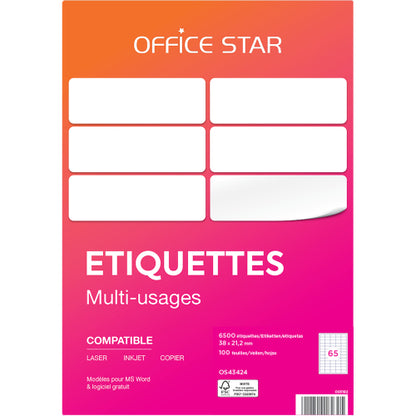 Étiquettes 38x21.2mm - Auto-adhésives Écologiques