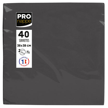Serviette 2p 38x38 p/40 noir