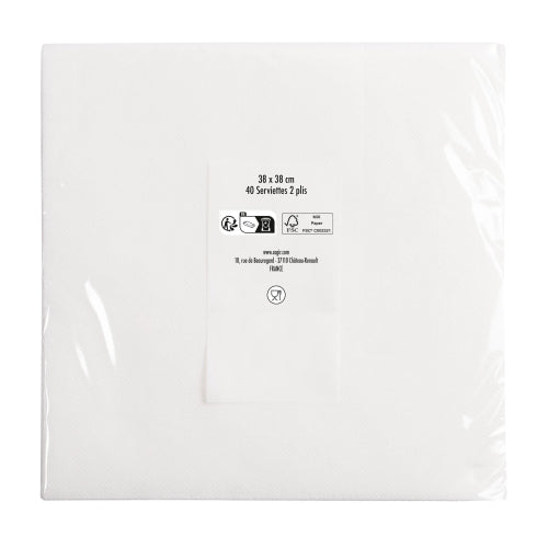 Serviette 2p 38x38 p/40 blanc
