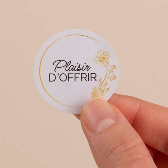 Étiquettes rondes 35mm - Motif fleur, 500 unités