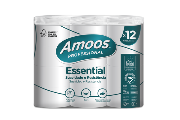 Papier toilettes 2 plis Amoos Lot de 12