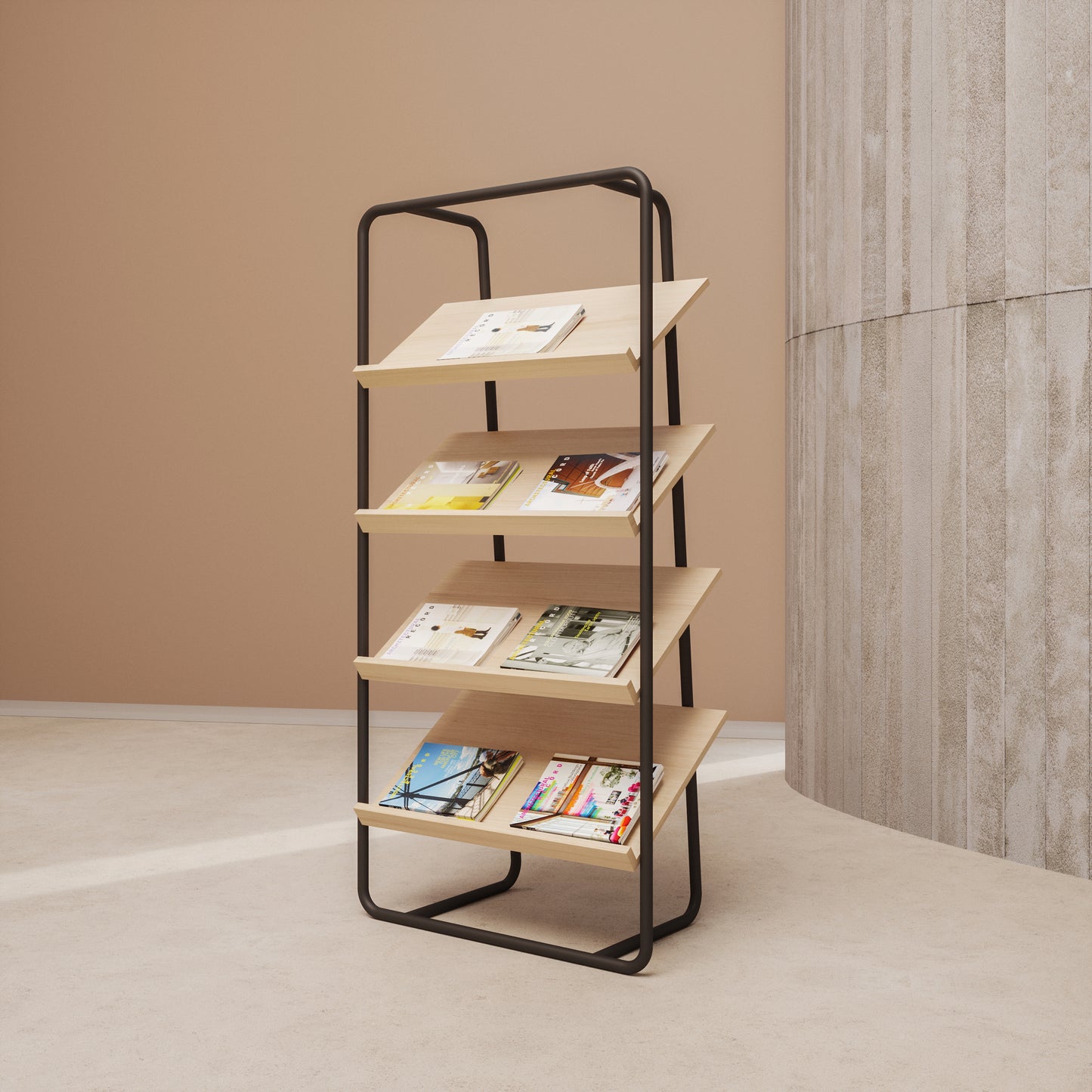 Présentoir Sol Modulaire 75x158x43 - Bois pour Documents A4