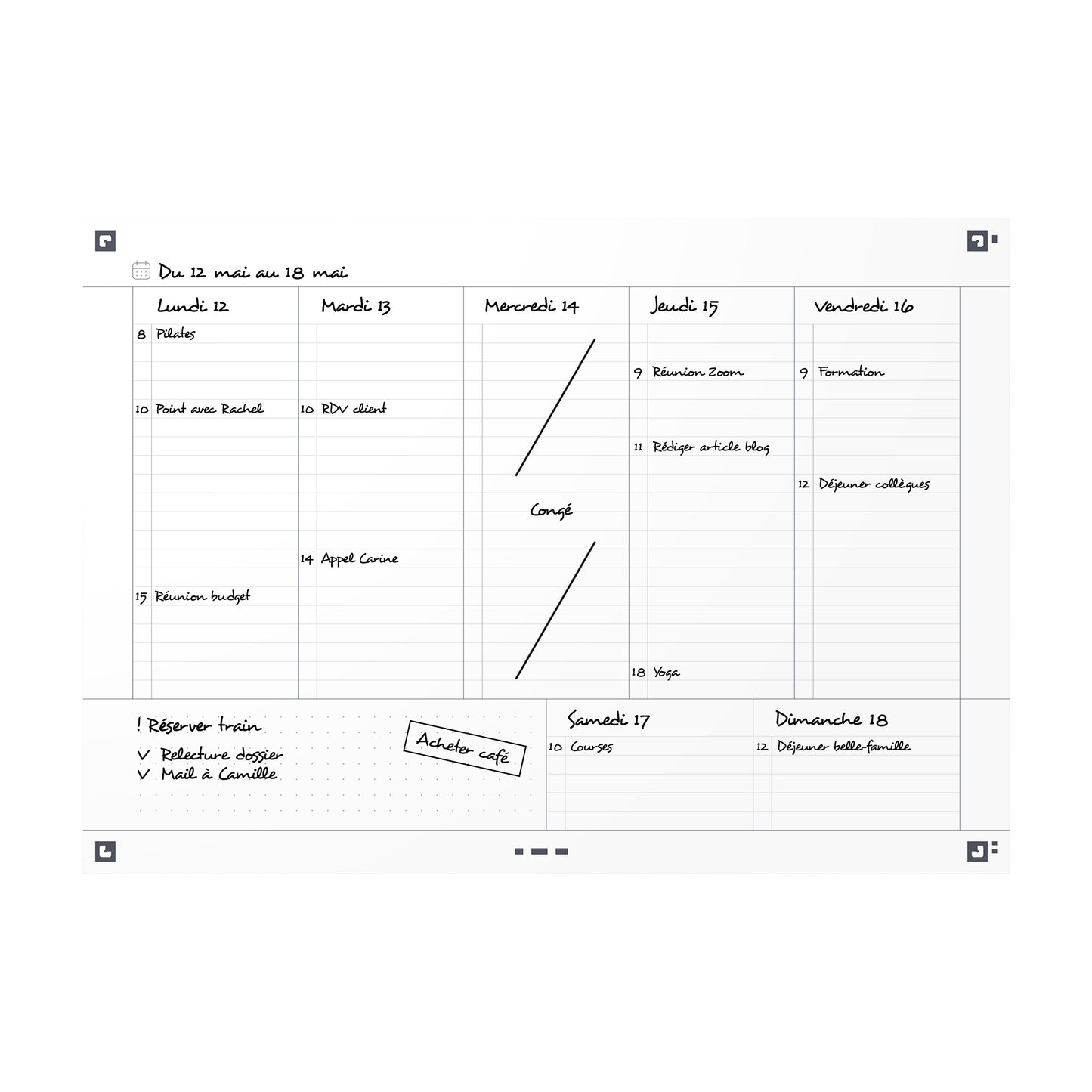 Bloc Task Manager A4 - Planification Hebdomadaire