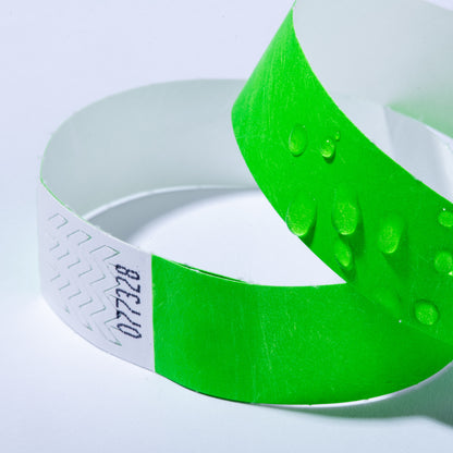 Bracelets d'identification Tyvek 256x19mm - Vert Fluo