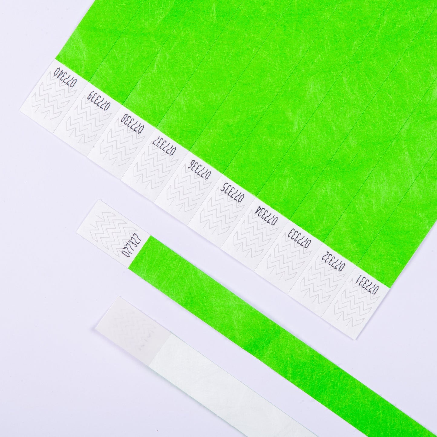Bracelets d'identification Tyvek 256x19mm - Vert Fluo