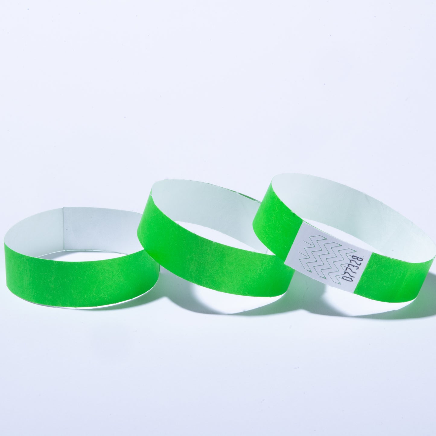 Bracelets d'identification Tyvek 256x19mm - Vert Fluo