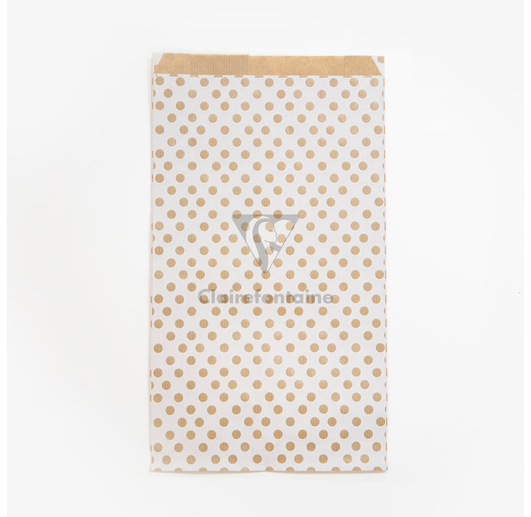 Pochette kraft 21x37x7 pois fd blcp/50