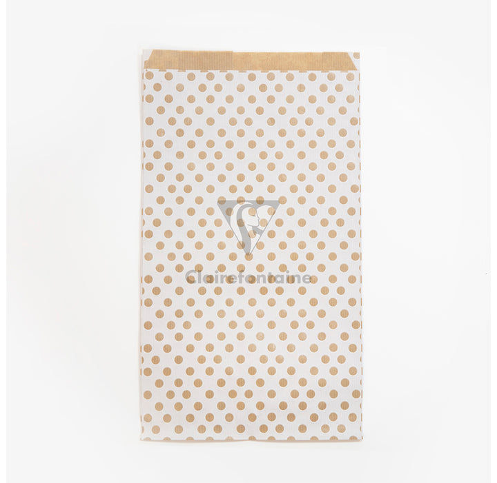 Pochette kraft 21x37x7 pois fd blcp/50