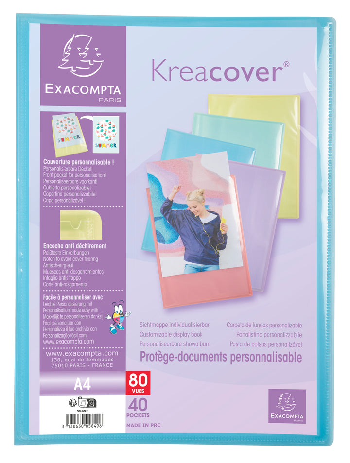 Protège document 80 vues A4 kreacover pastel