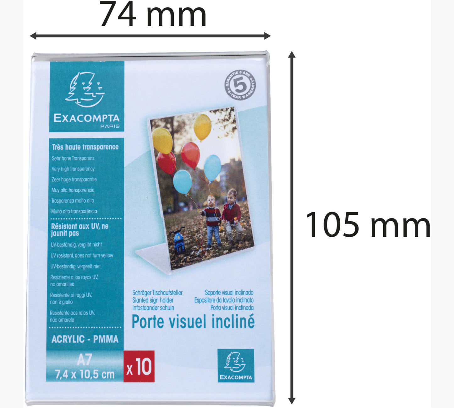 Porte-étiquette 105x74 vertical 1 face- lot de 10