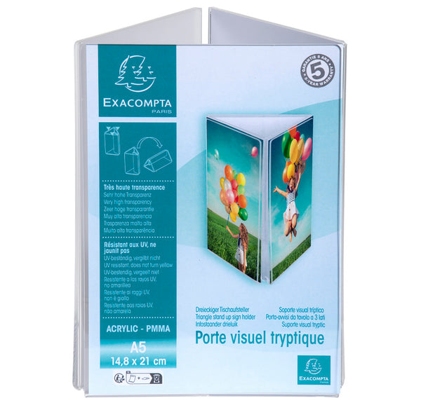 Porte-visuel tryptique a5 cristal