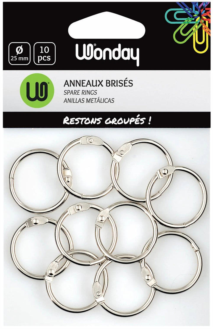 Anneaux brisés 25mm lot de 10