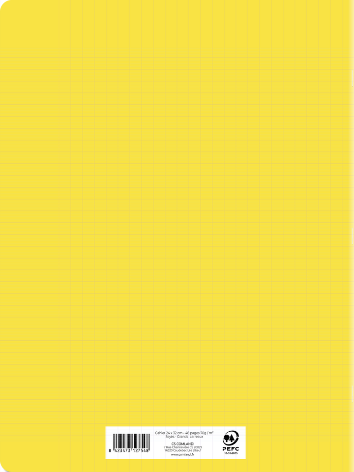 Cahier polypropylène jaune 24x32 48 pages seyes
