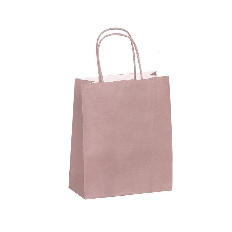 Sac cadeau papier kraft - Rose poudre, 23x30x12 cm