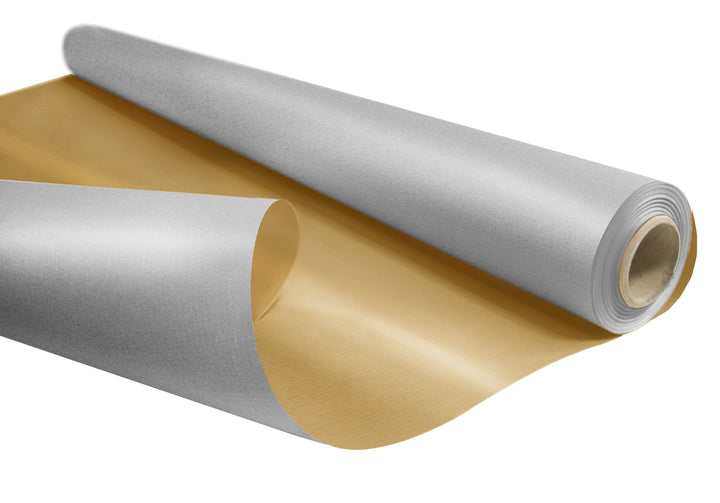 Papier cadeau grande longueur duo or/argent - 50mx0.69cm recyclable
