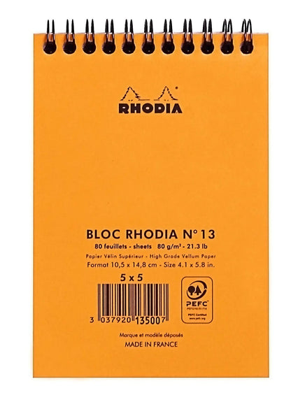 Bloc Rhodia spirale A6- orange - 80 feuilles