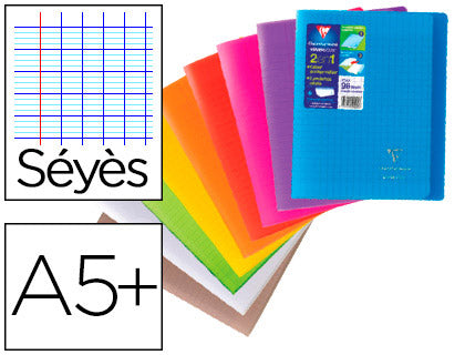 Cahier koverbook polypropylène 17x22 96 pages seyes assorti