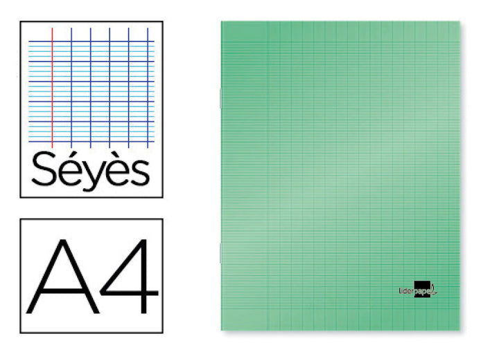 Cahier piqure polypropylène 21x29,7- 96 pages seyes- vert