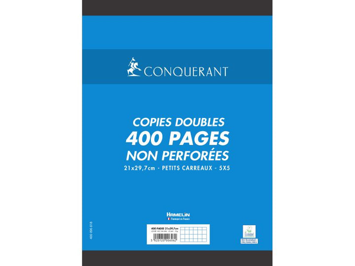 Copies Doubles Quadrillées A4 Non-Perforées - Lot de 400 Pages