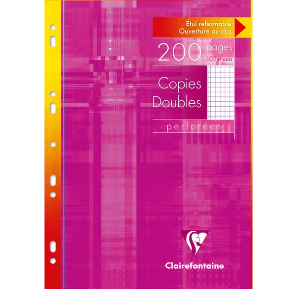 Copies doubles A4 perforées quadrillées 5x5 - Clairefontaine