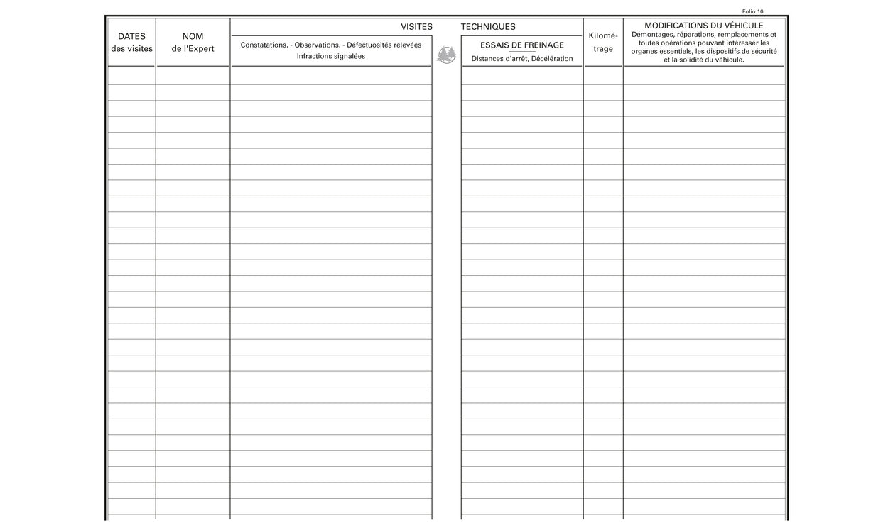 Carnet entretien vehicules ref5080