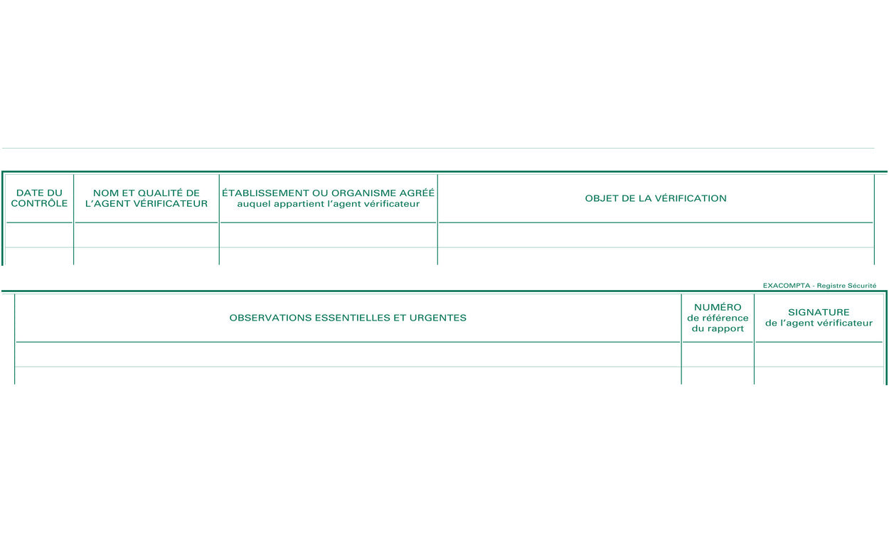 Registre contr. securite ref 6616