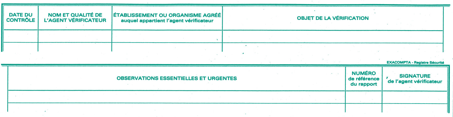 Registre contr. securite ref 6616