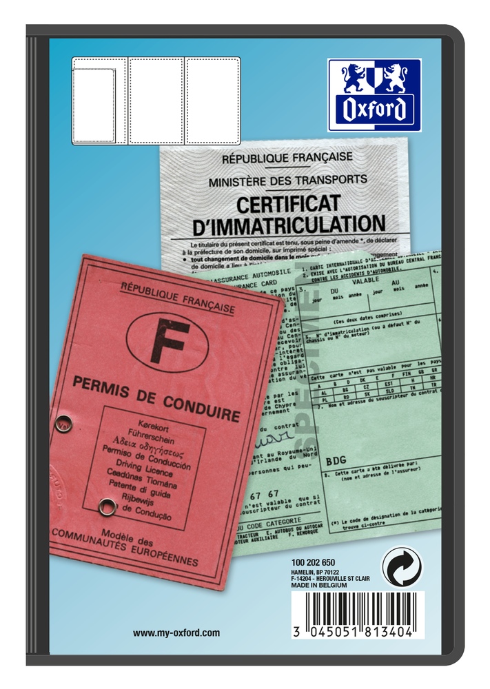 Étui pour pièces d'identités, pliables, 3 volets, PVC
