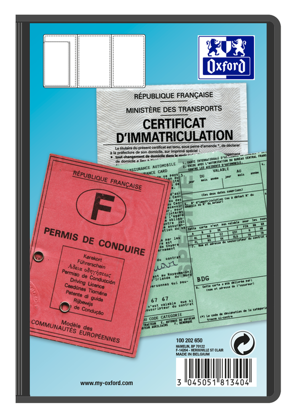 Étui pour pièces d'identités, pliables, 3 volets, PVC