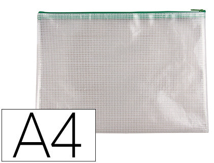 Pochette zip 32x23.5cm-vert translucide
