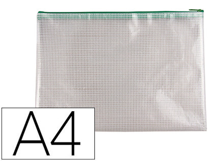 Pochette zip 32x23.5cm-vert translucide