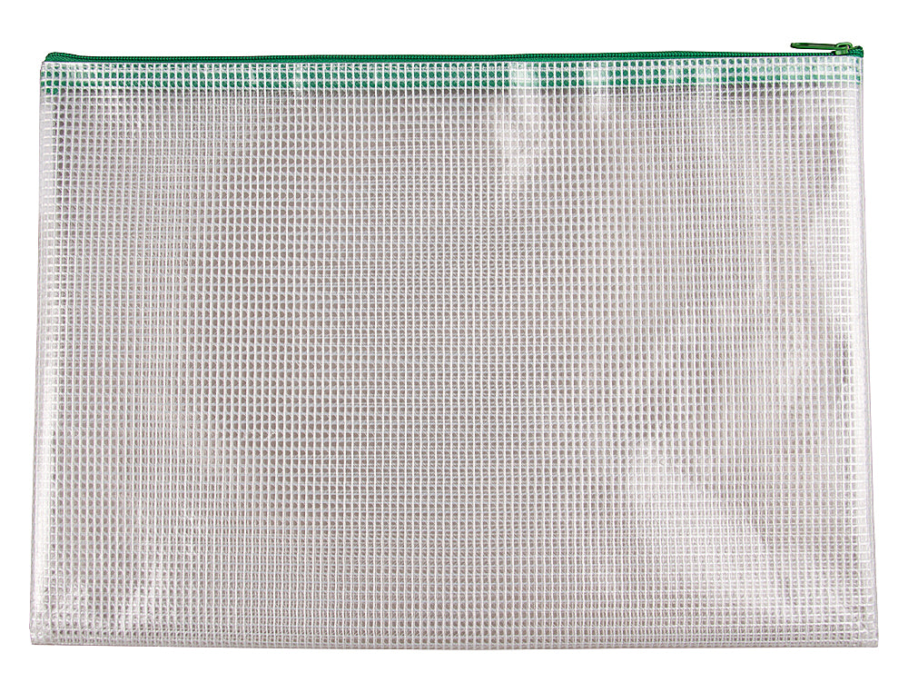 Pochette zip 32x23.5cm-vert translucide