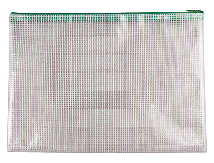 Pochette zip 32x23.5cm-vert translucide